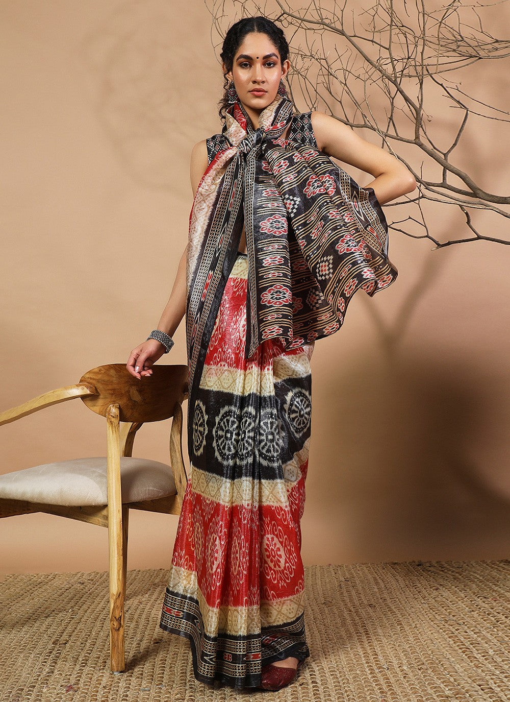 Black Tissue Classic Saree Printed S17700