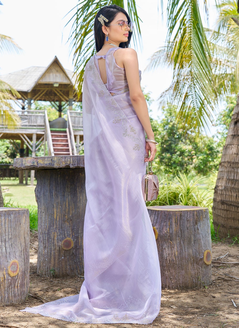 Cutdana, Swarovski Fancy Fabric Saree - S11551