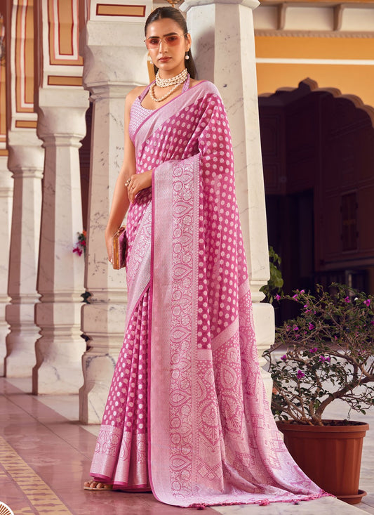 Pink Georgette Classic Saree Weaving Zari S17643