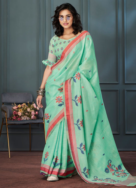 Classic Weaving Zari Linen Saree - S7705