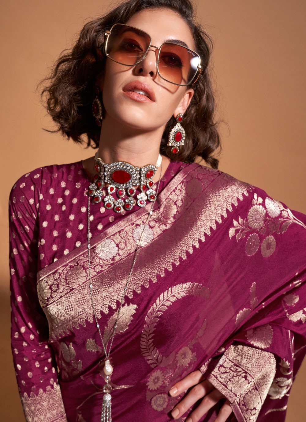 Classic Weaving Zari Pure Georgette Saree - S8104