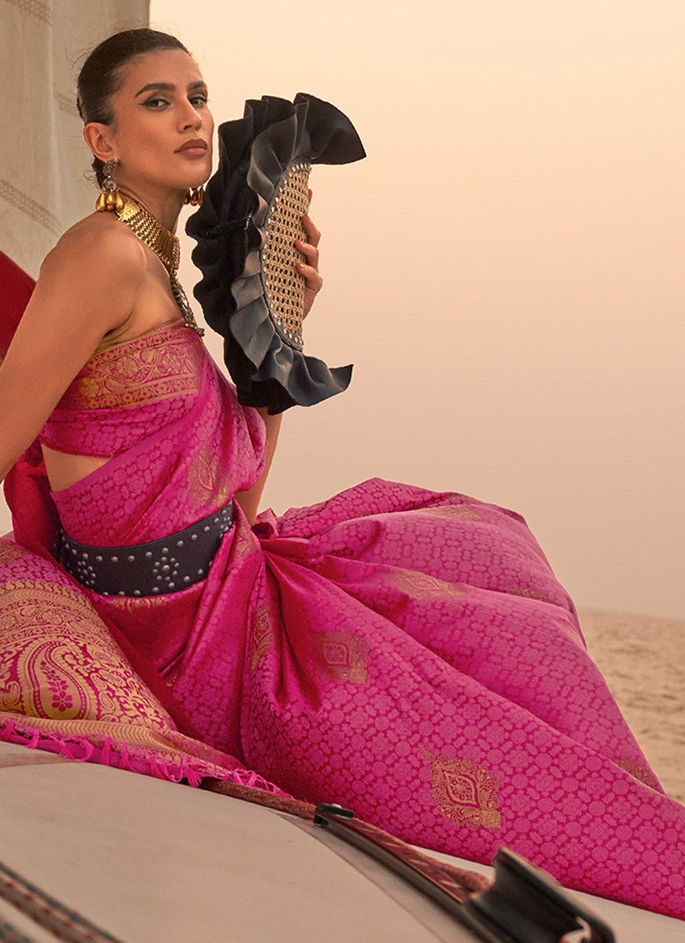 Trendy Weaving Zari Satin Saree - S3256