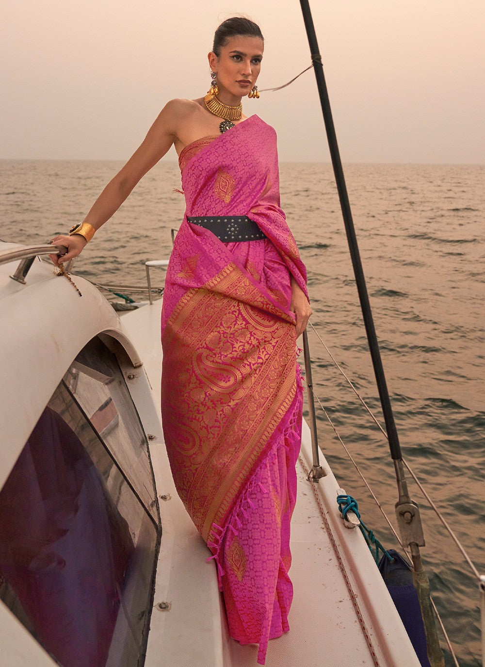 Trendy Weaving Zari Satin Saree - S3256