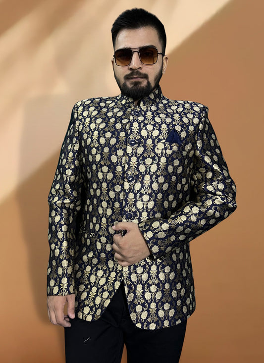 Weaving Zari Jacquard Blue Coats & Blazers - M5569