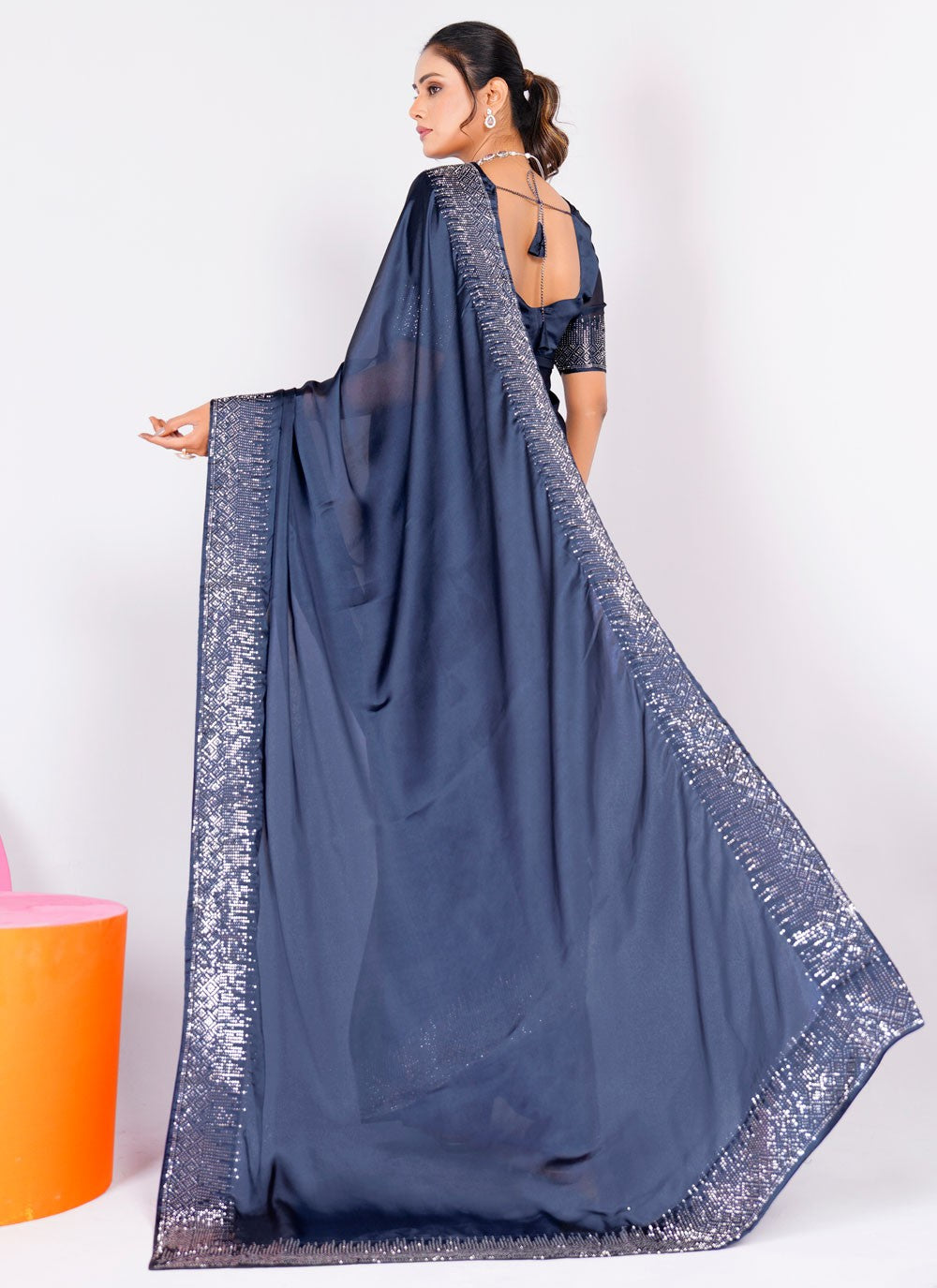 Trendy Swarovski Rangoli Saree - S5617