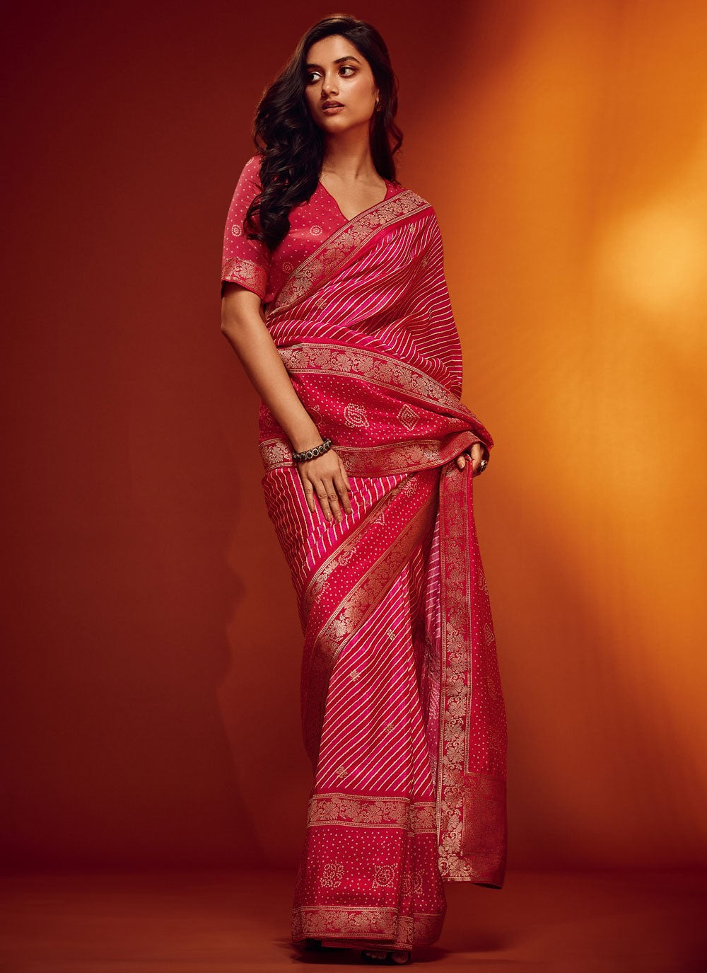 Classic Digital Print Viscose Saree - S4379