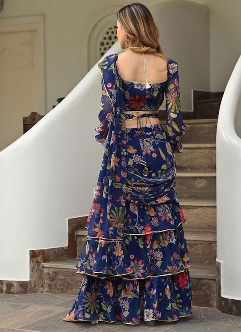 Contemporary Printed Georgette Saree - S4983