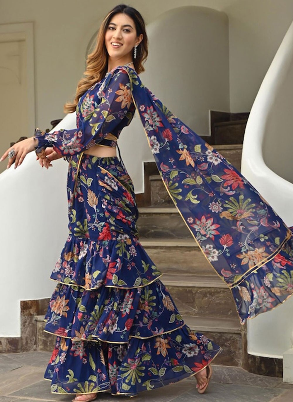 Contemporary Printed Georgette Saree - S4983