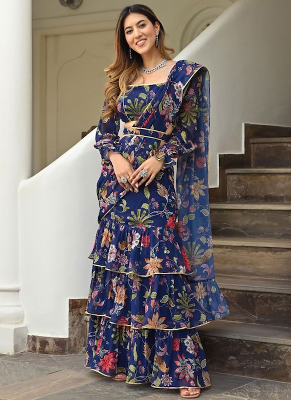 Contemporary Printed Georgette Saree - S4983