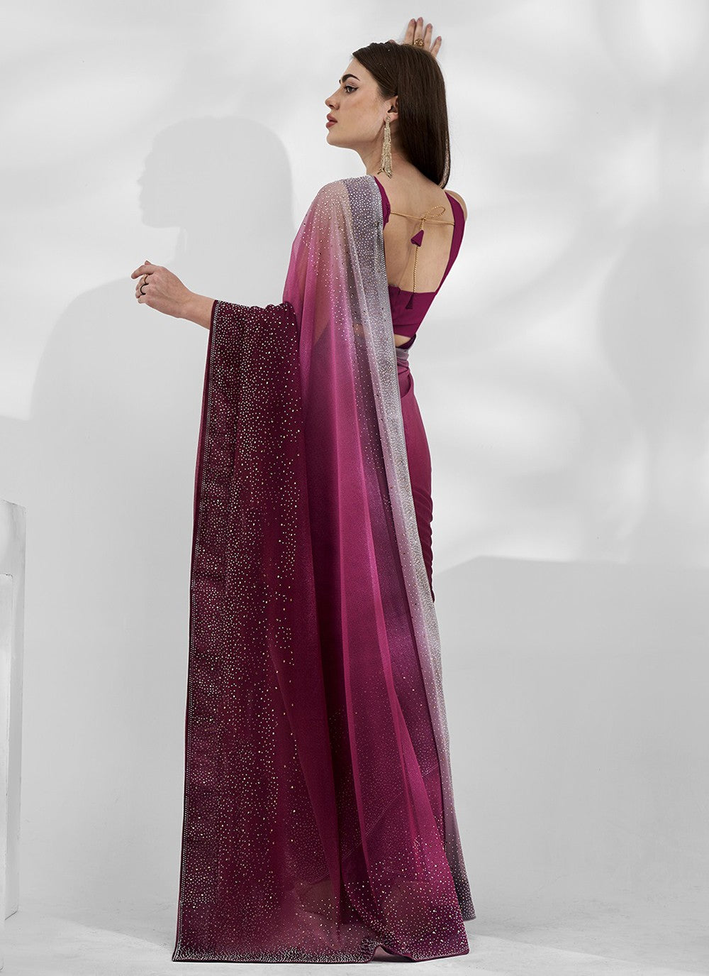Trendy Swarovski Chiffon, Shimmer Saree - S5240
