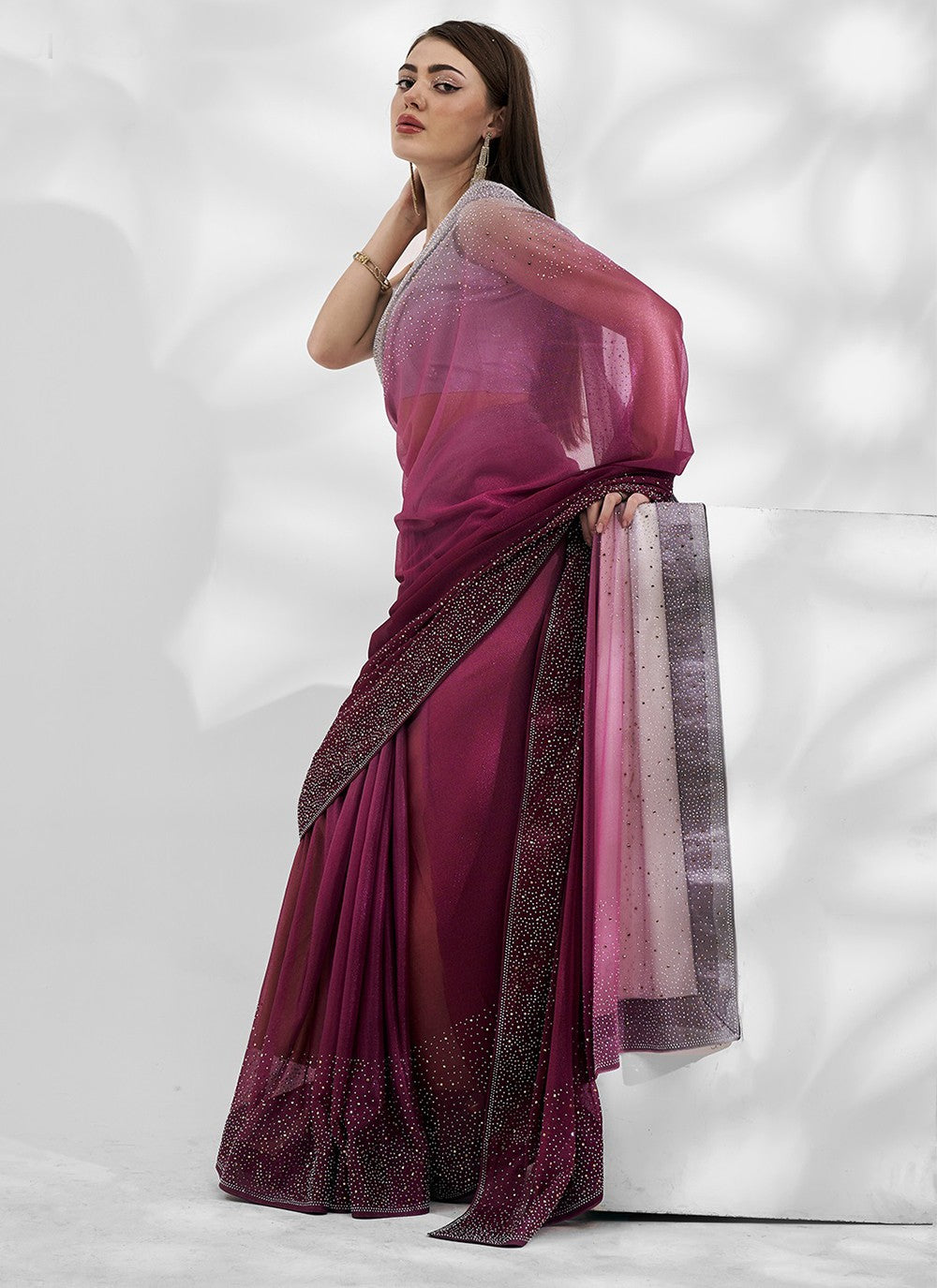 Trendy Swarovski Chiffon, Shimmer Saree - S5240