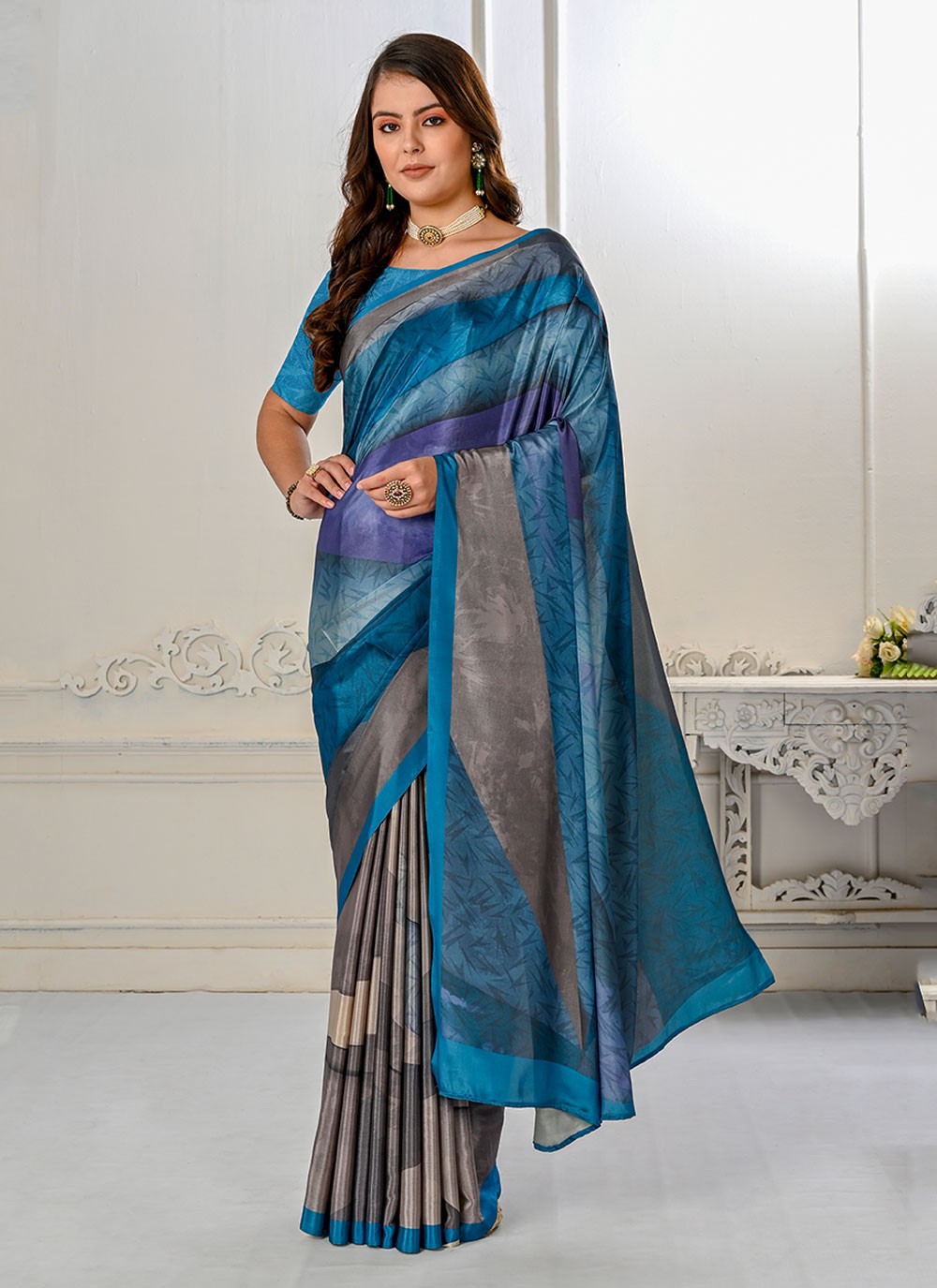 Classic Digital Print Pure Crepe Saree - S7179