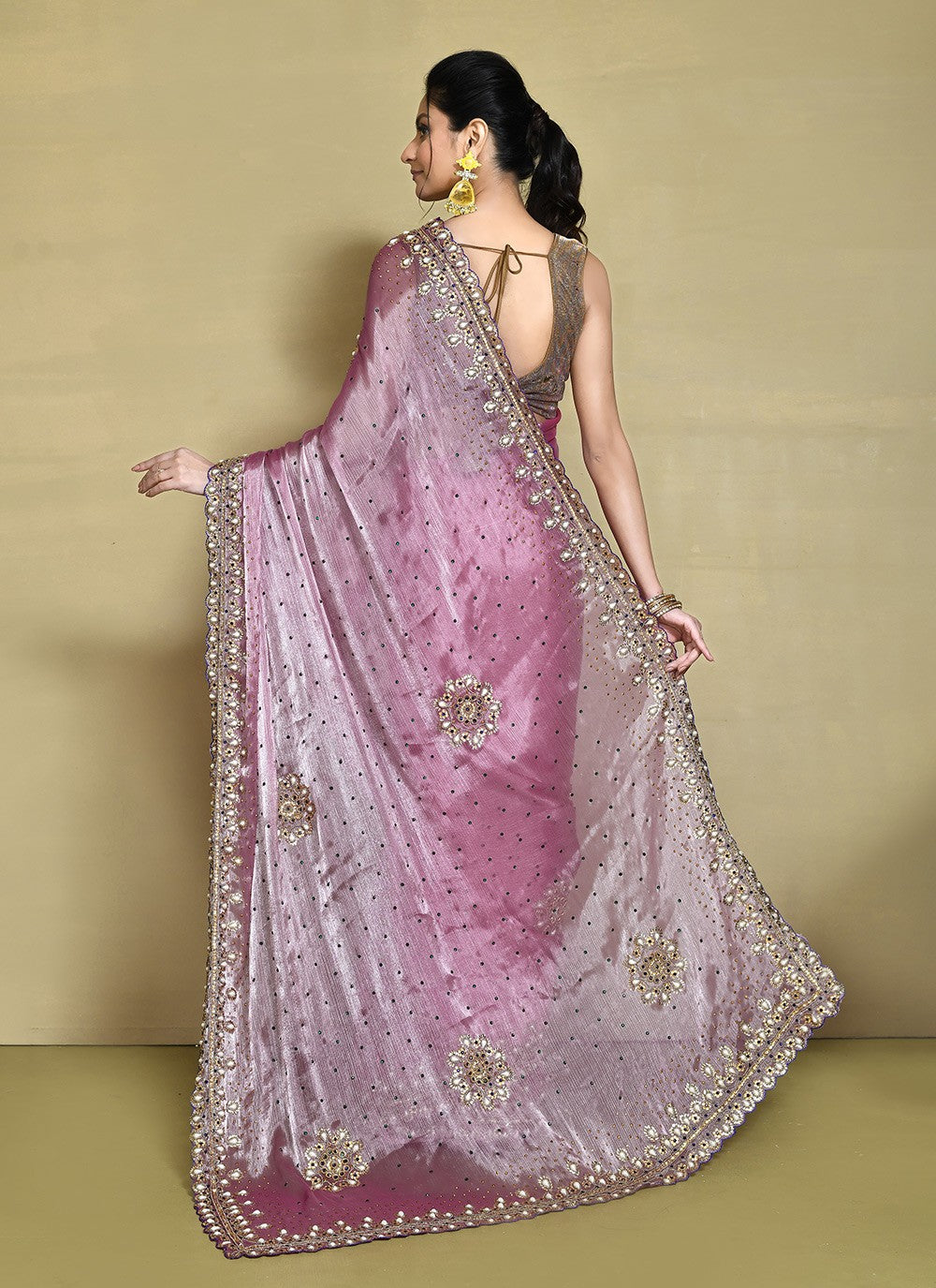 Traditional Hand Embroidery Jimmy Chu Saree - S9244