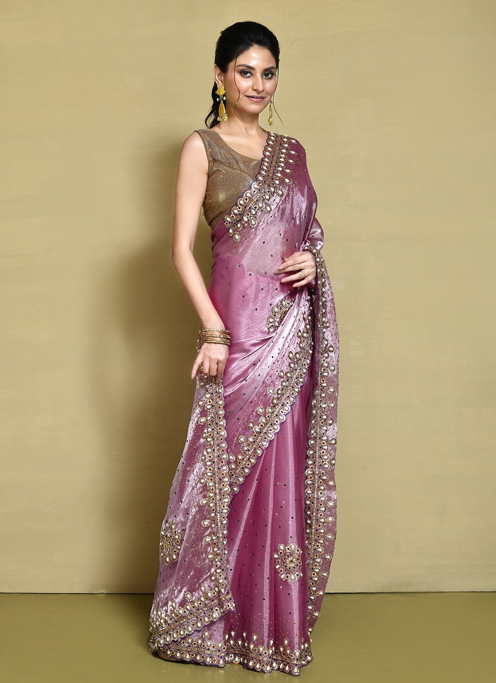 Traditional Hand Embroidery Jimmy Chu Saree - S9244