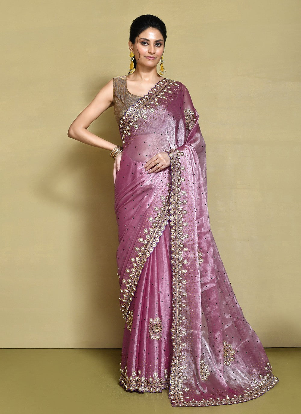 Traditional Hand Embroidery Jimmy Chu Saree - S9244