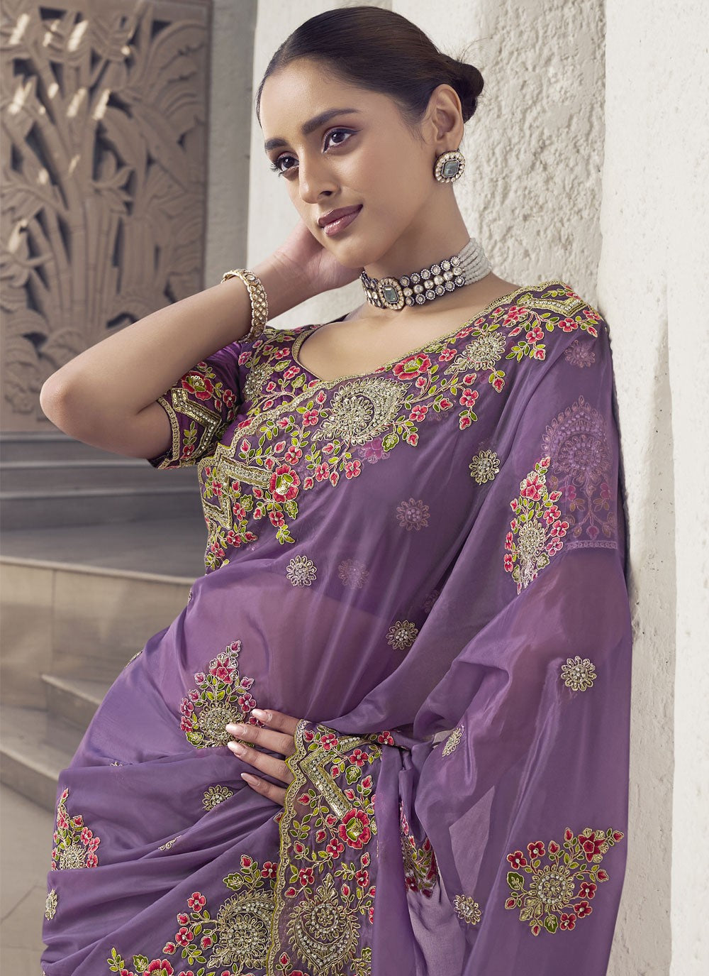 Contemporary Cord Fancy Fabric Saree - S8527