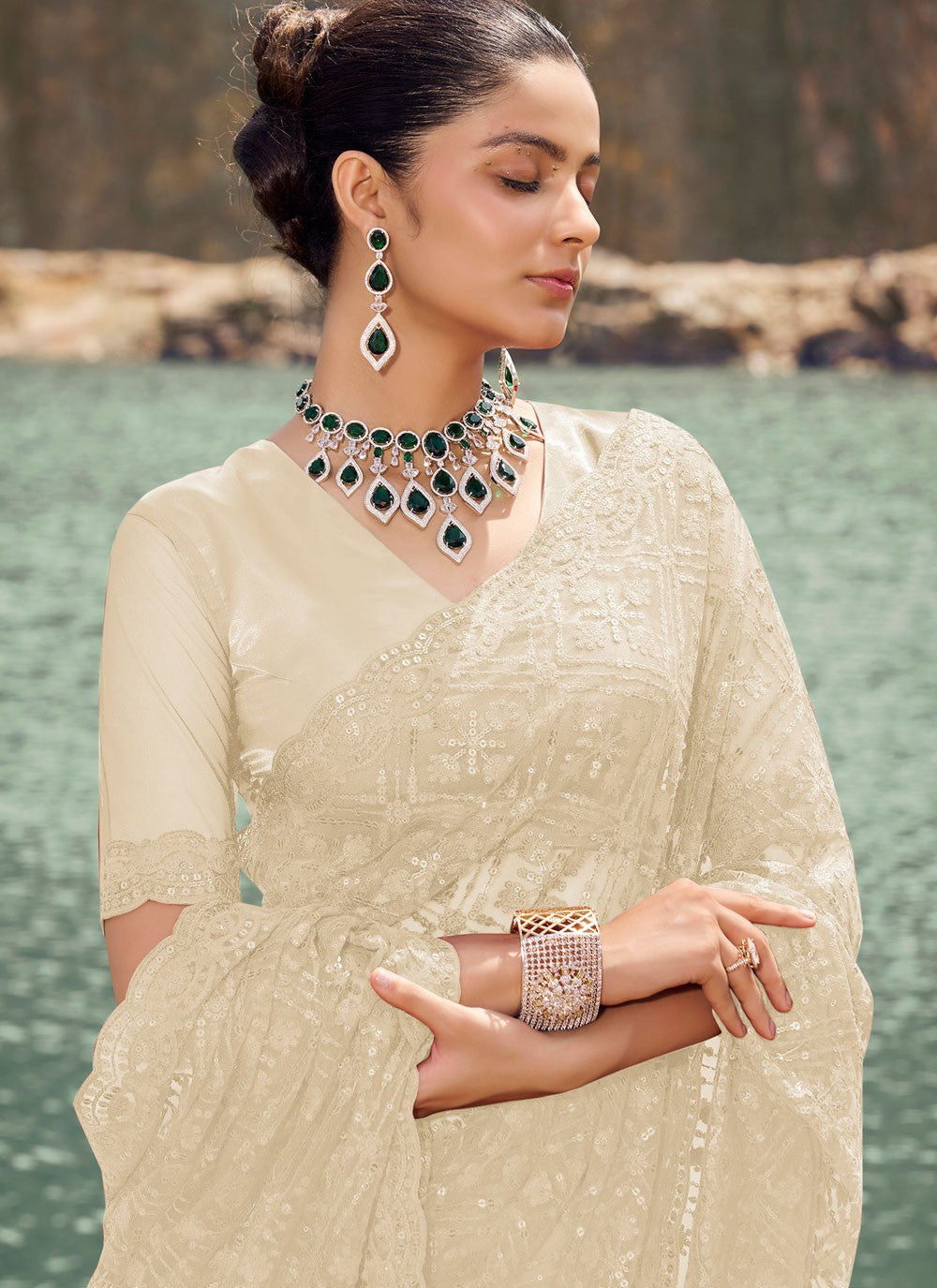 Classic Sequins Net Saree - S7760