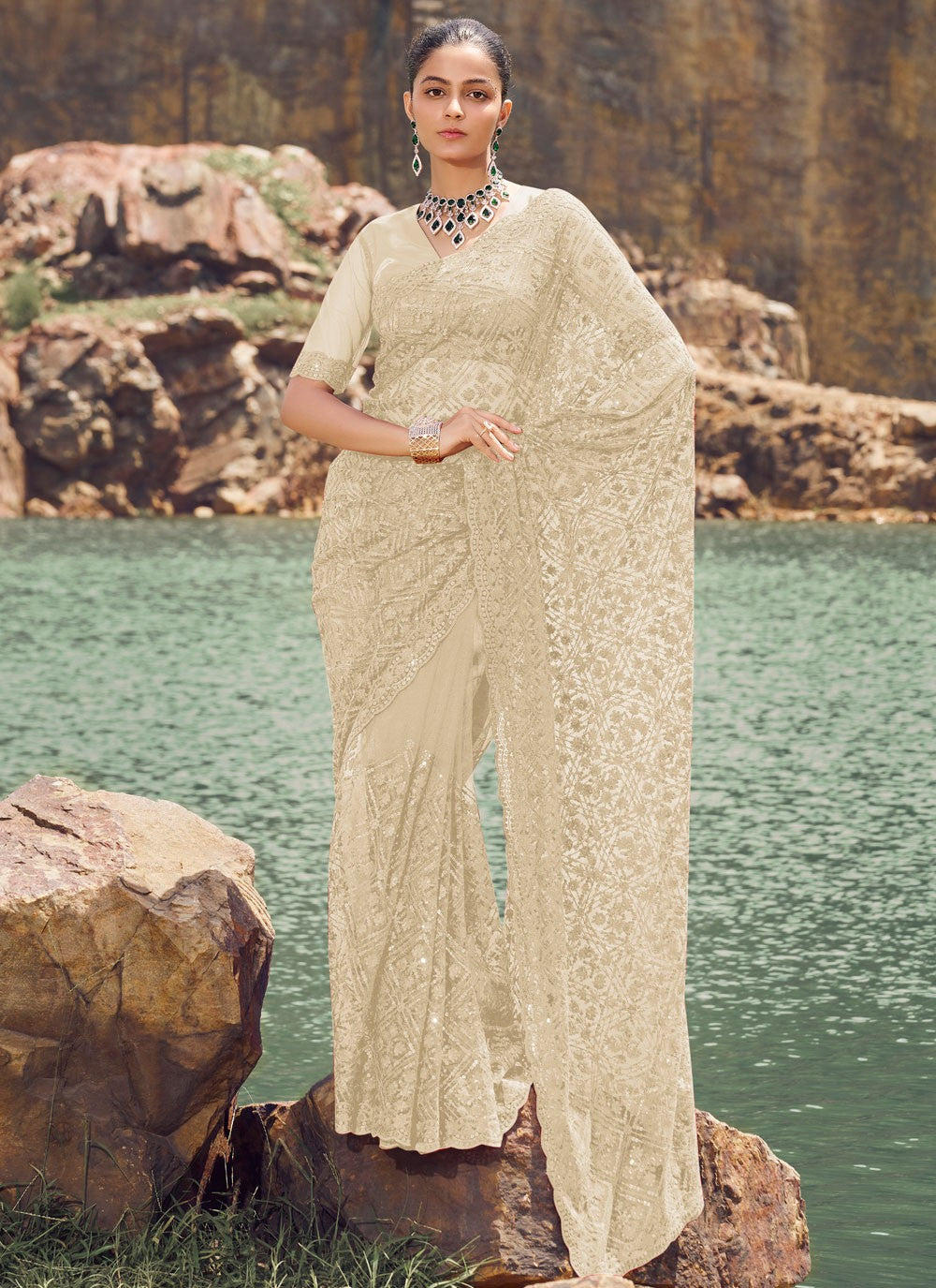 Classic Sequins Net Saree - S7760
