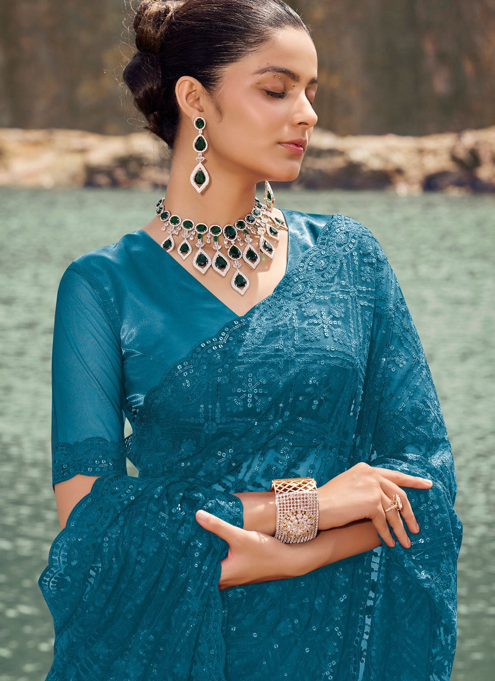 Classic Sequins Net Saree - S7760