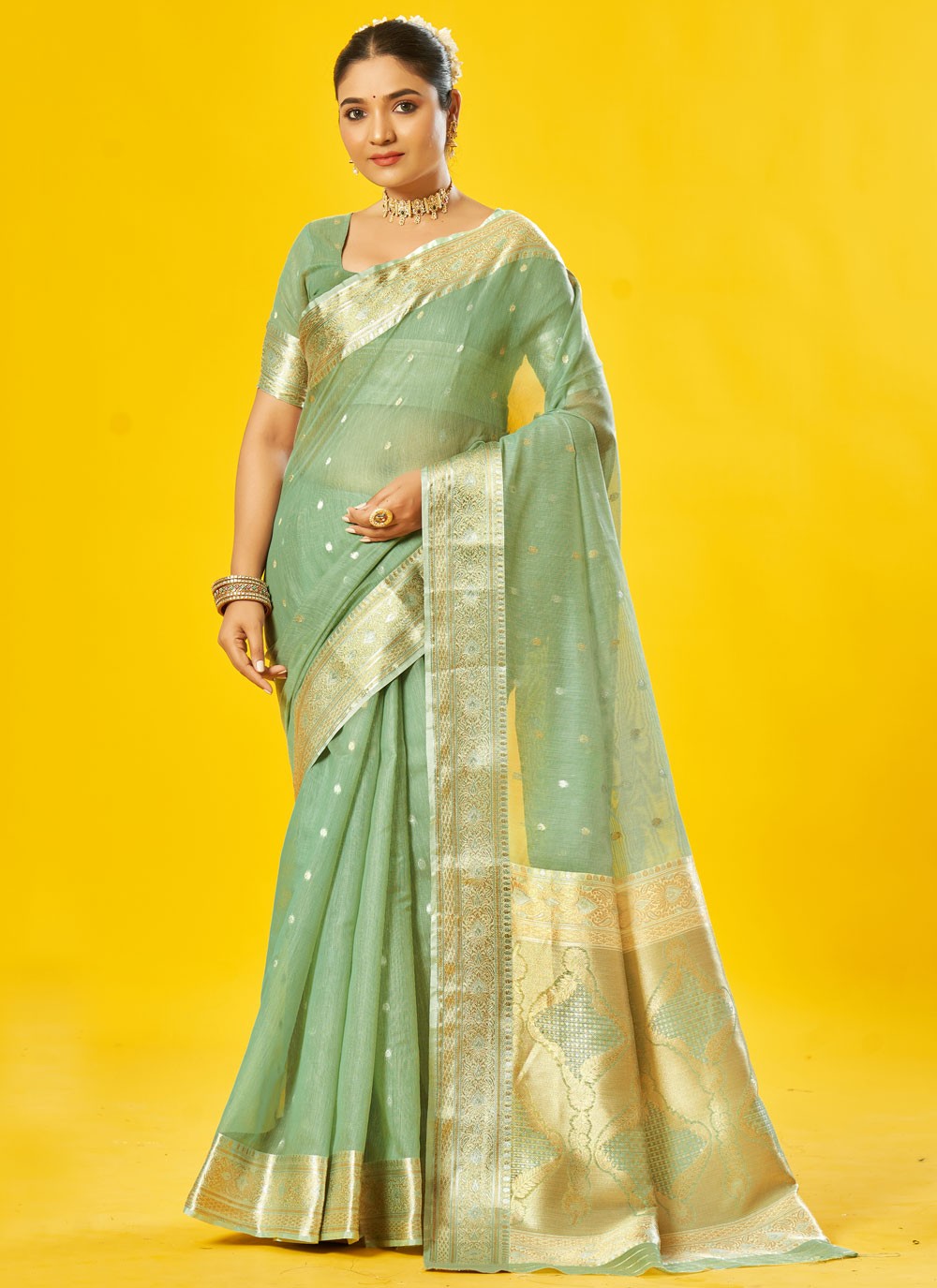 Classic Border Work Cotton Saree - S7592