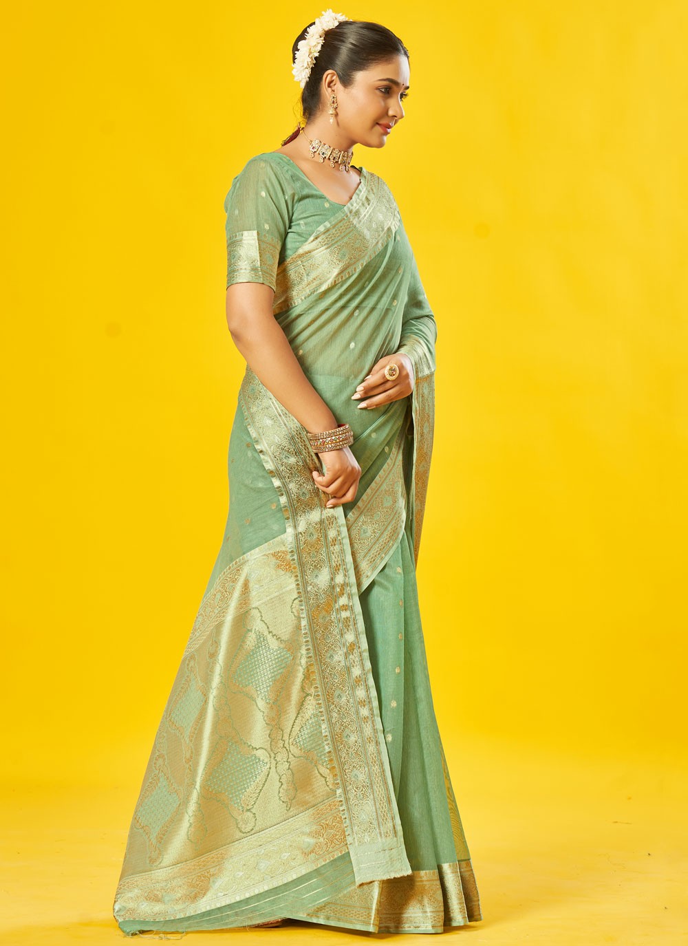 Classic Border Work Cotton Saree - S7592
