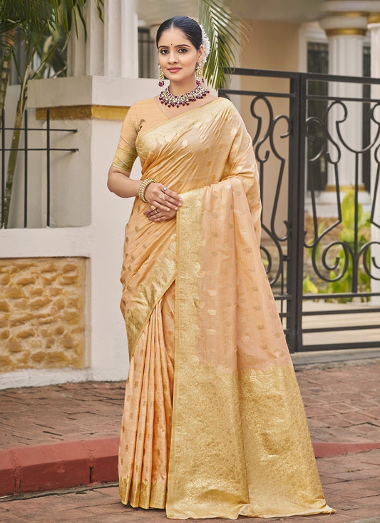 Weaving Zari Silk Gold Saree S14572