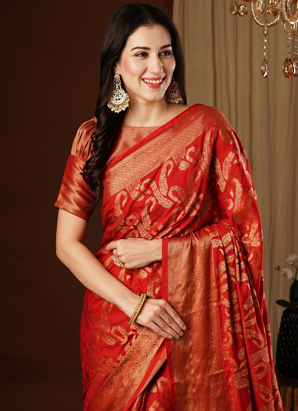 Contemporary Weaving Zari Viscose Saree - S8235