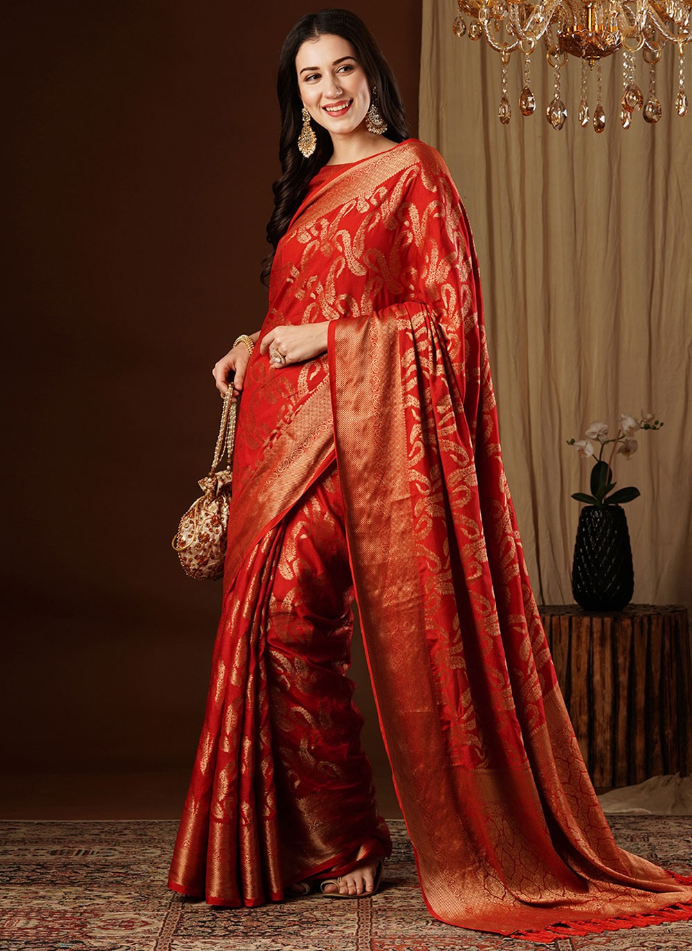 Contemporary Weaving Zari Viscose Saree - S8235