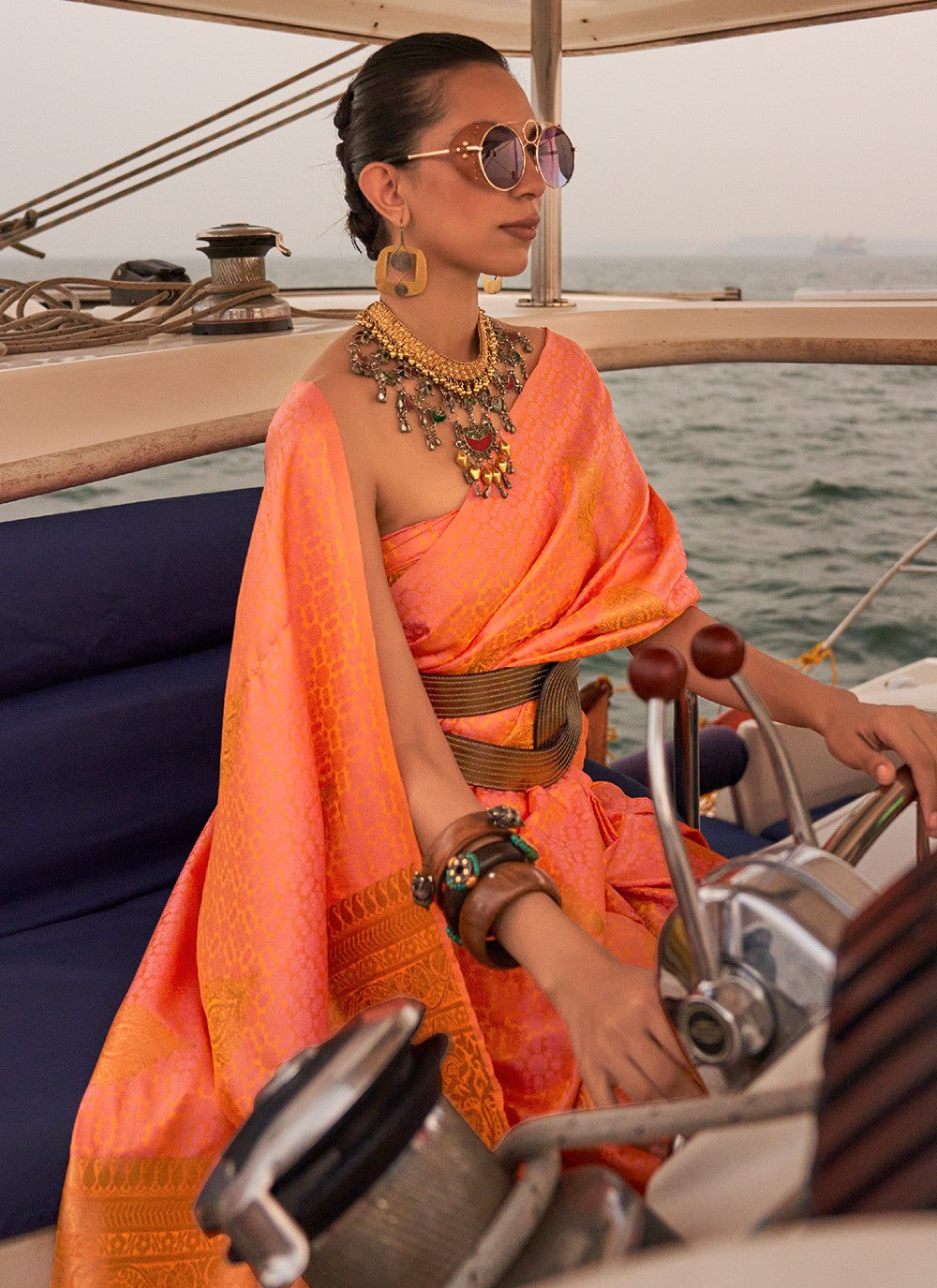 Trendy Weaving Zari Satin Saree - S3256