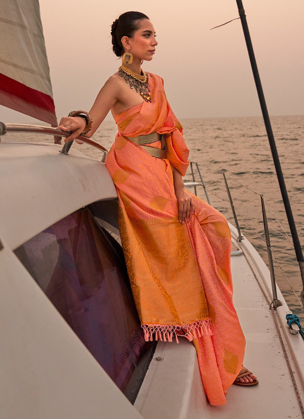 Trendy Weaving Zari Satin Saree - S3256