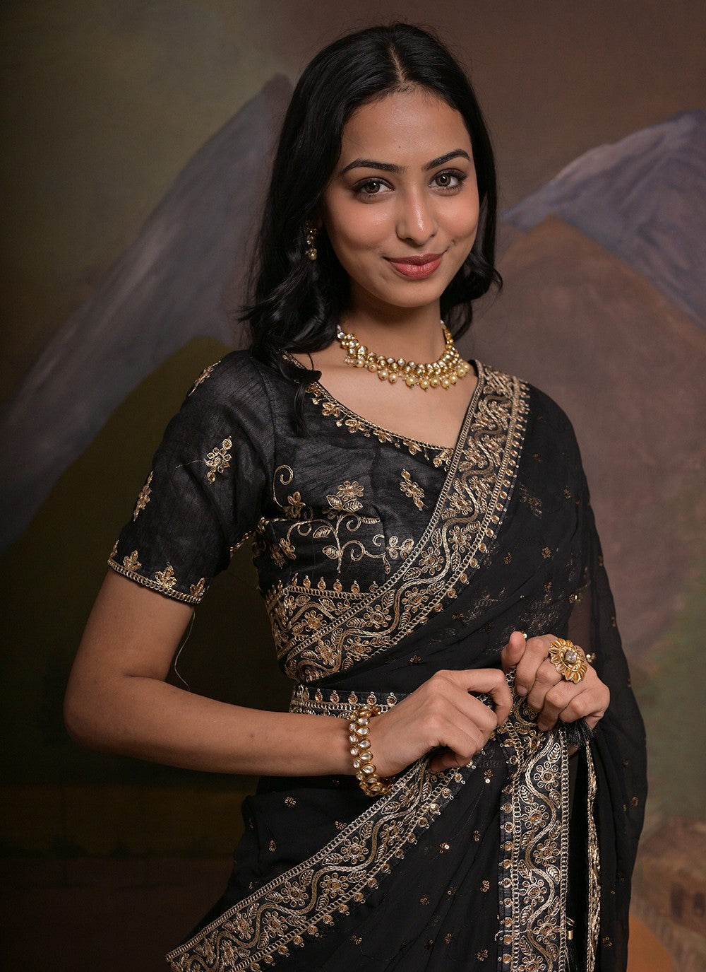 Classic Cord Georgette Saree - S5348