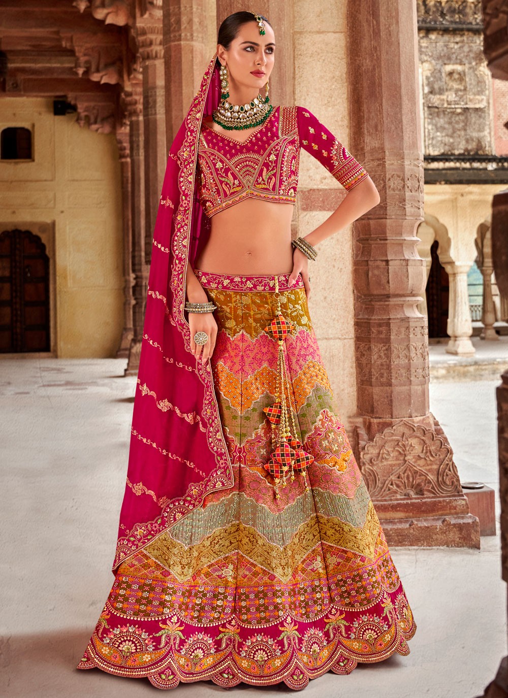 Cord Banarasi Silk A - Line Lehenga - L2683