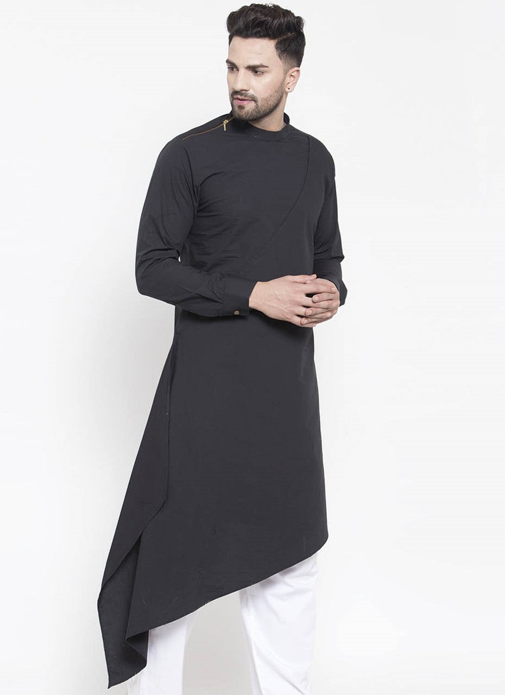 Plain Cotton Black Kurta - M1962