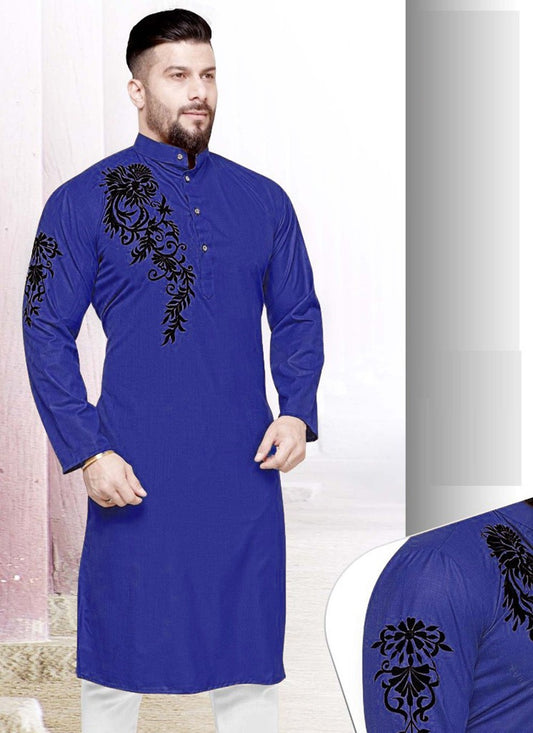 Resham Cotton Blue Kurta - M2257