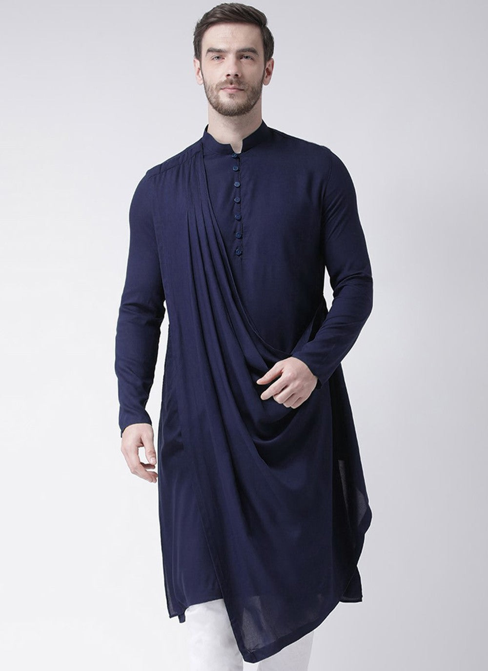Plain Cotton Blue Kurta - M2372
