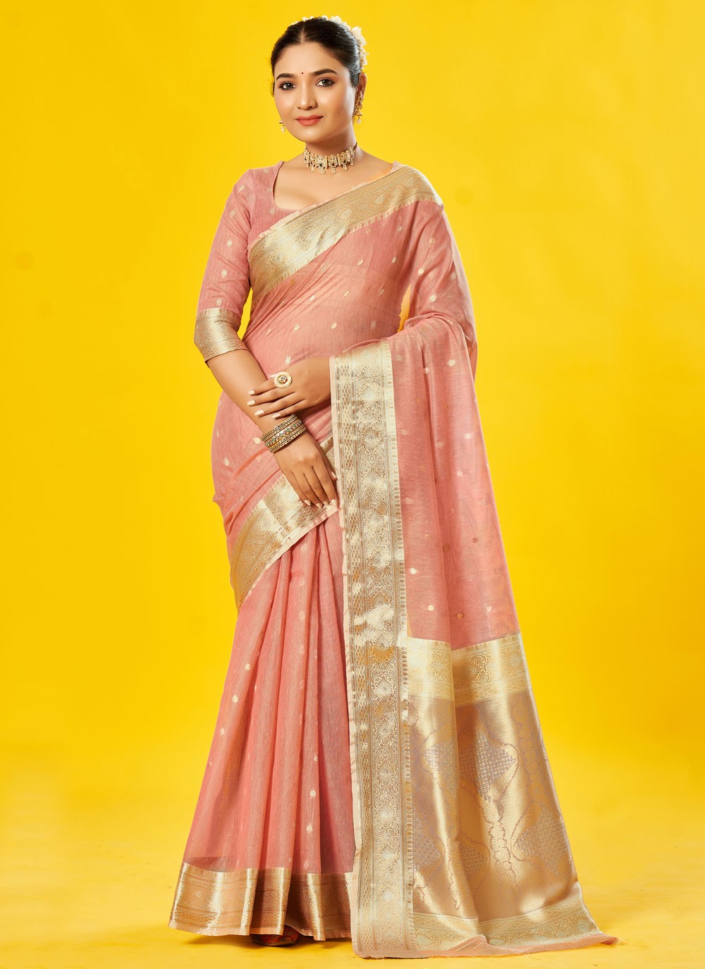 Classic Border Work Cotton Saree - S7592