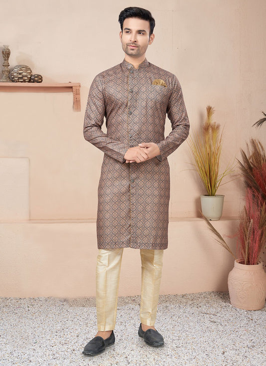 Fancy Work Cotton Brown Indo Western - M6213