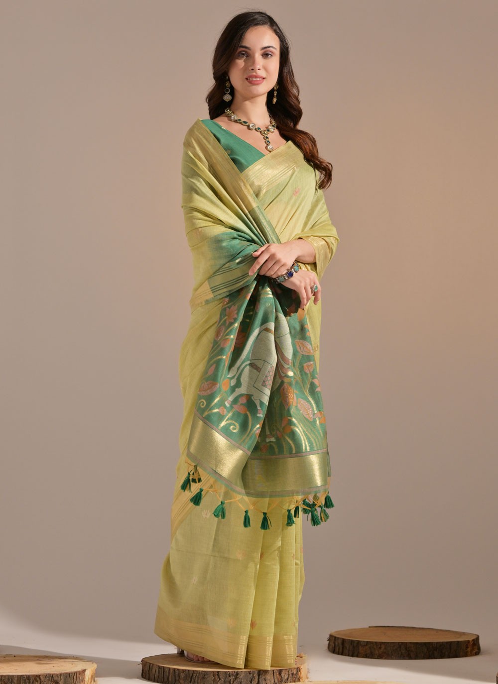 Thread, Woven Cotton Saree - S11922