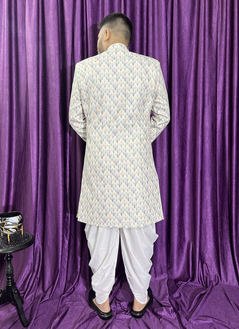 Embroidered Cotton Cream Indo Western - M5670