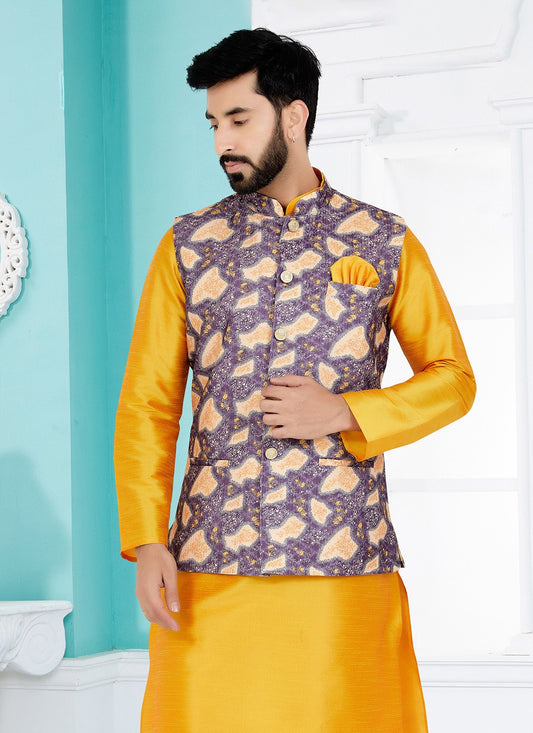 Digital Print Cotton Purple Nehru Jackets - M7395