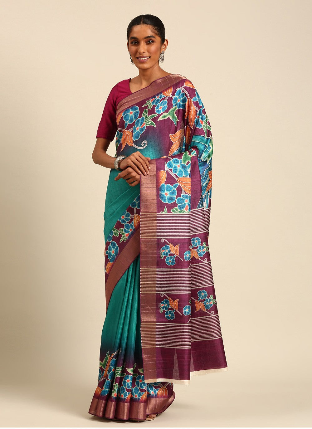 Casual Digital Print Cotton Saree - S7458
