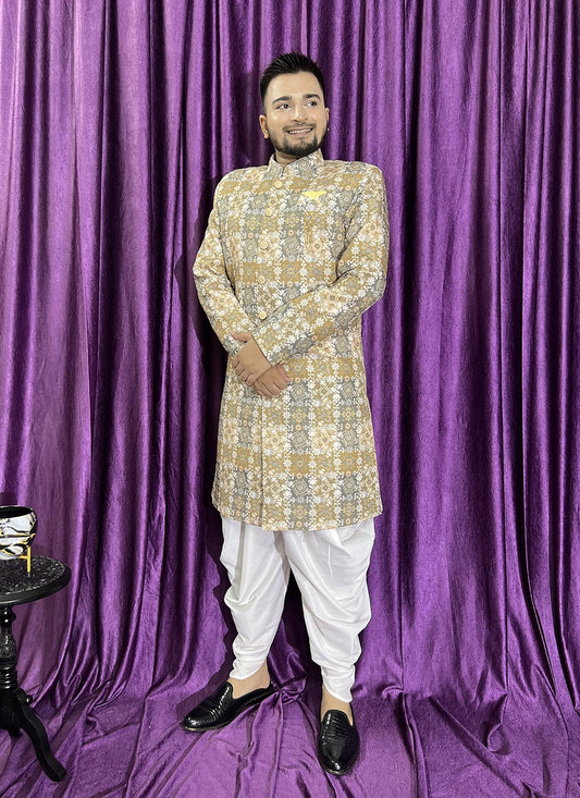 Embroidered Cotton Brown Indo Western - M5693