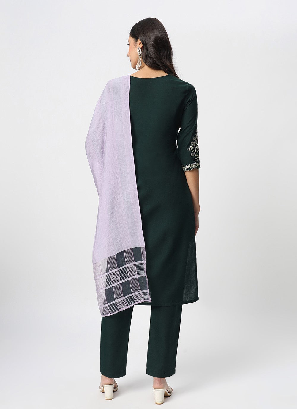 Embroidered Cotton Pant Style Suit - T4519