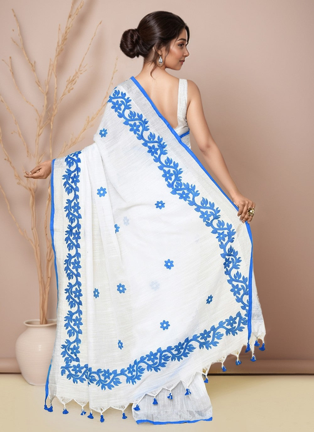 Blue Cotton Classic Saree Border Work S20003