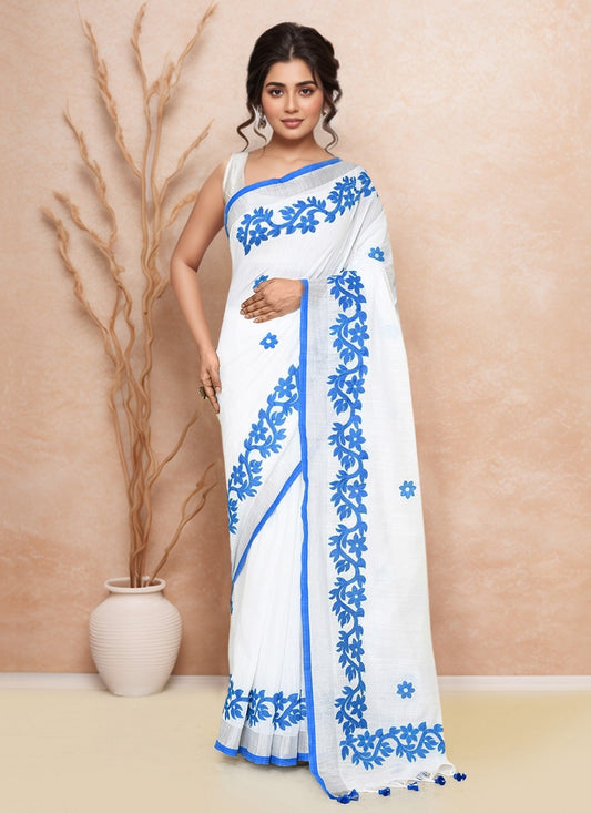 Blue Cotton Classic Saree Border Work S20003