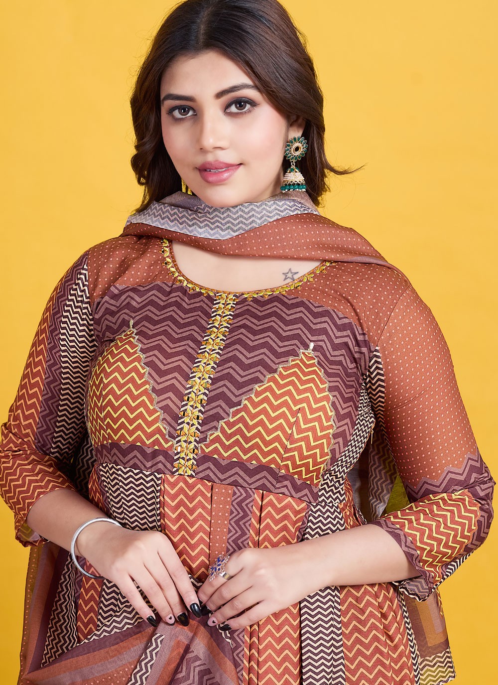 Printed Cotton Multi Colour Gown G19812