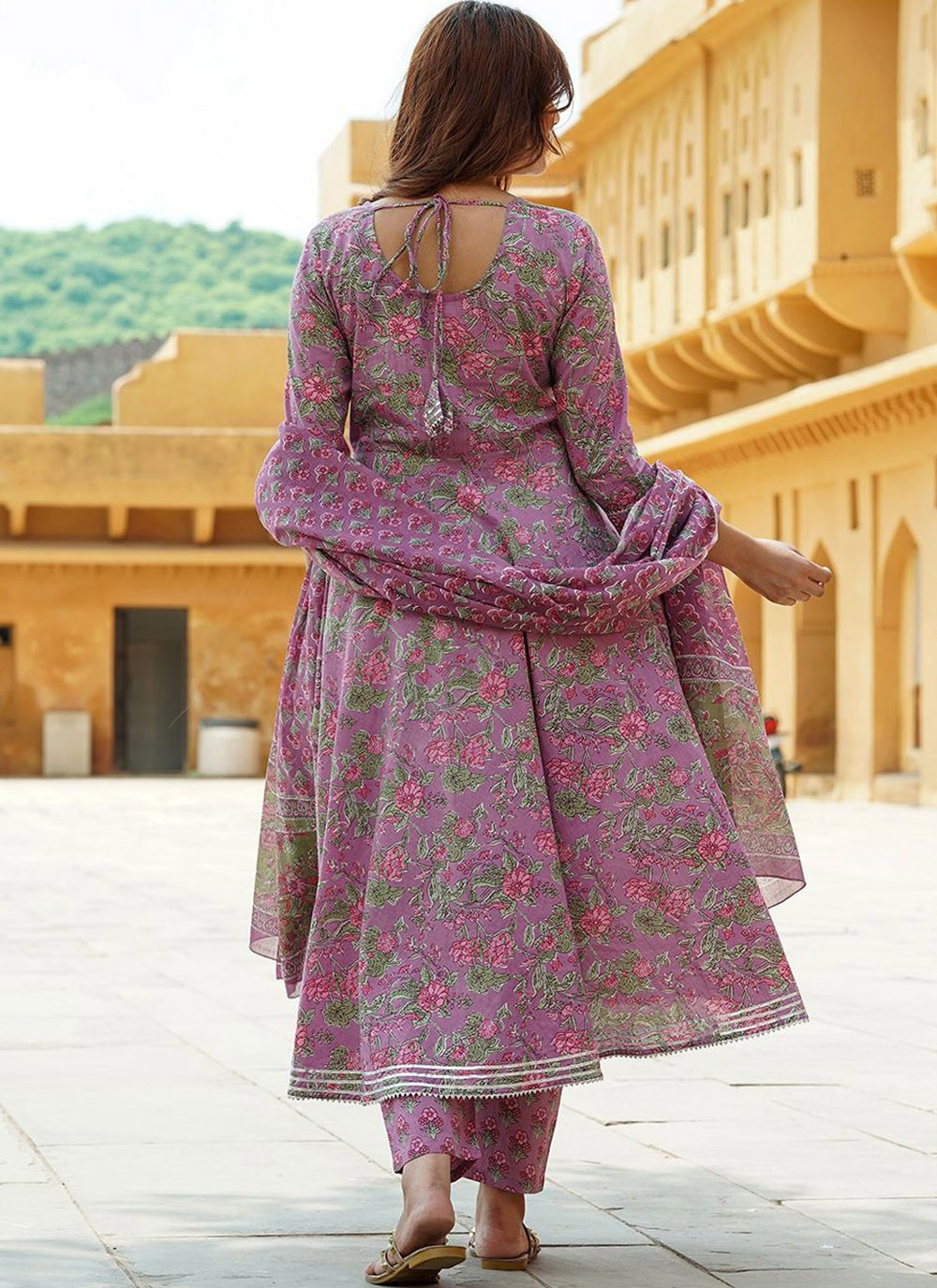 Salwar Suit Floral Printed Mauve Cotton T5194