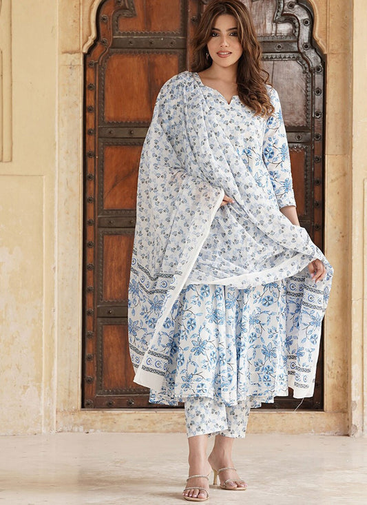Anarkali Floral Printed Multi Colour Cotton T5203