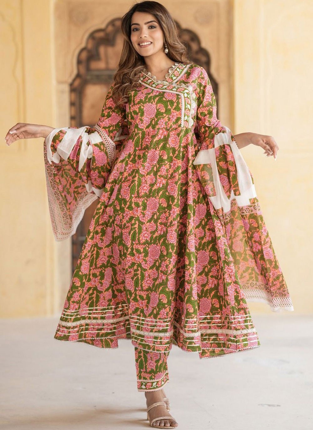Salwar Suit Floral Printed Multi Colour Cotton T5196