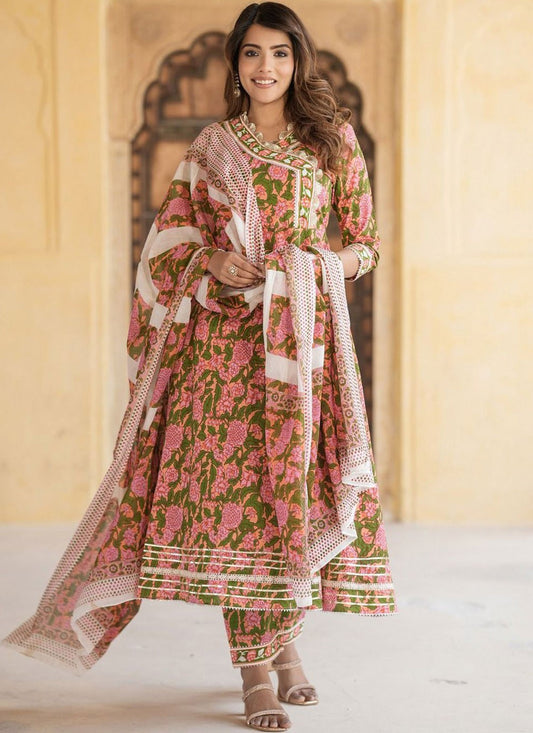 Salwar Suit Floral Printed Multi Colour Cotton T5196